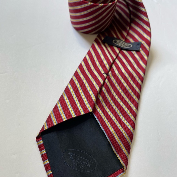 Talbots men’s Pinstriped tie Red Gold w/Light blue - Picture 6 of 9